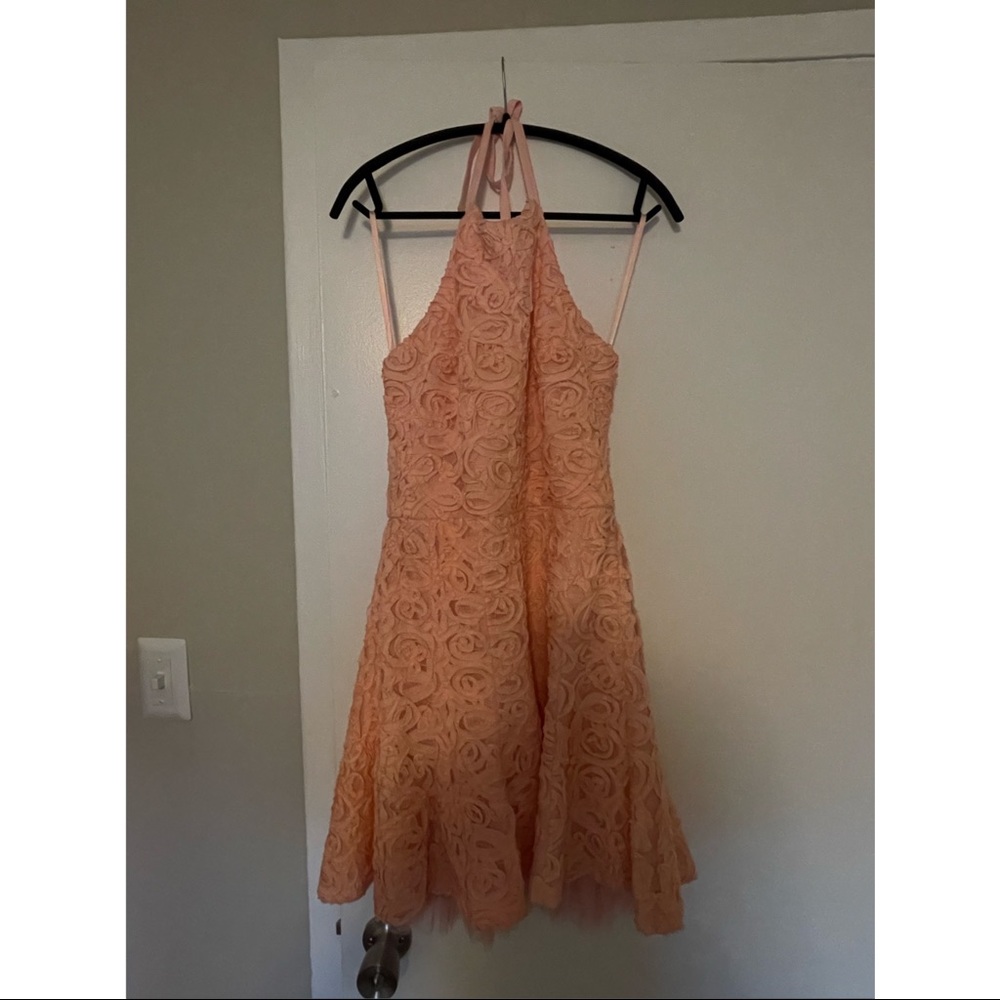BCBG Max Azria Pink Lace Halter Dress